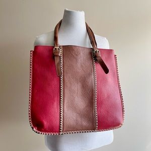 Treska Color Block 100% Leather Hand Stitched Bag